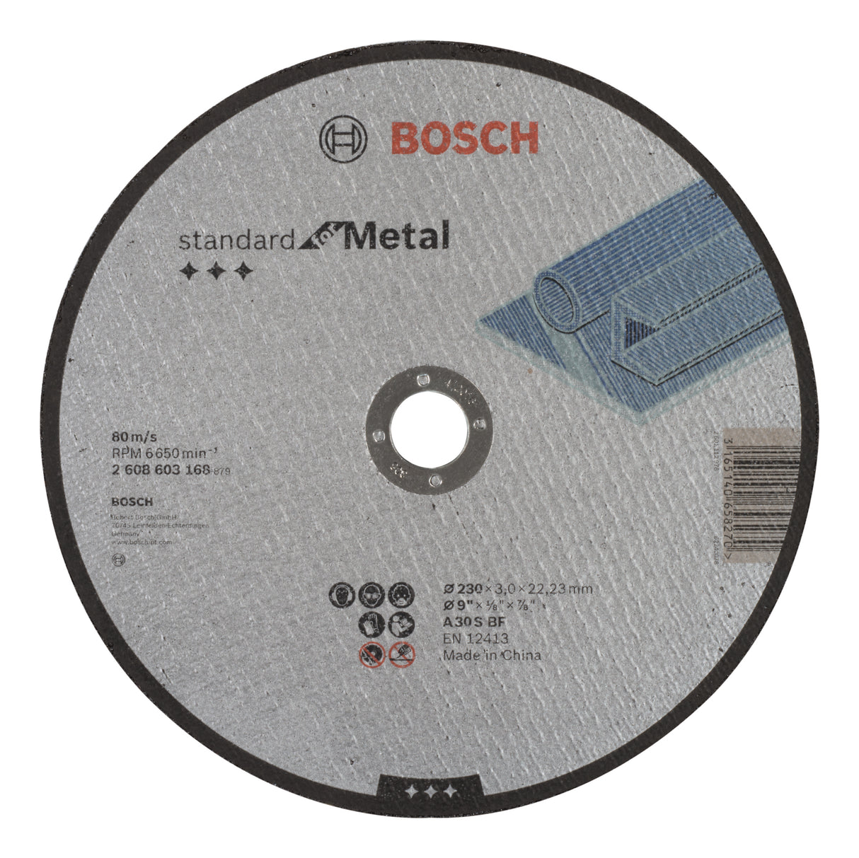 Bosch Professional Metal Cutting Disc - Straight, Standard A 30 S BF, 230mm x 22.23mm x 3.0mm