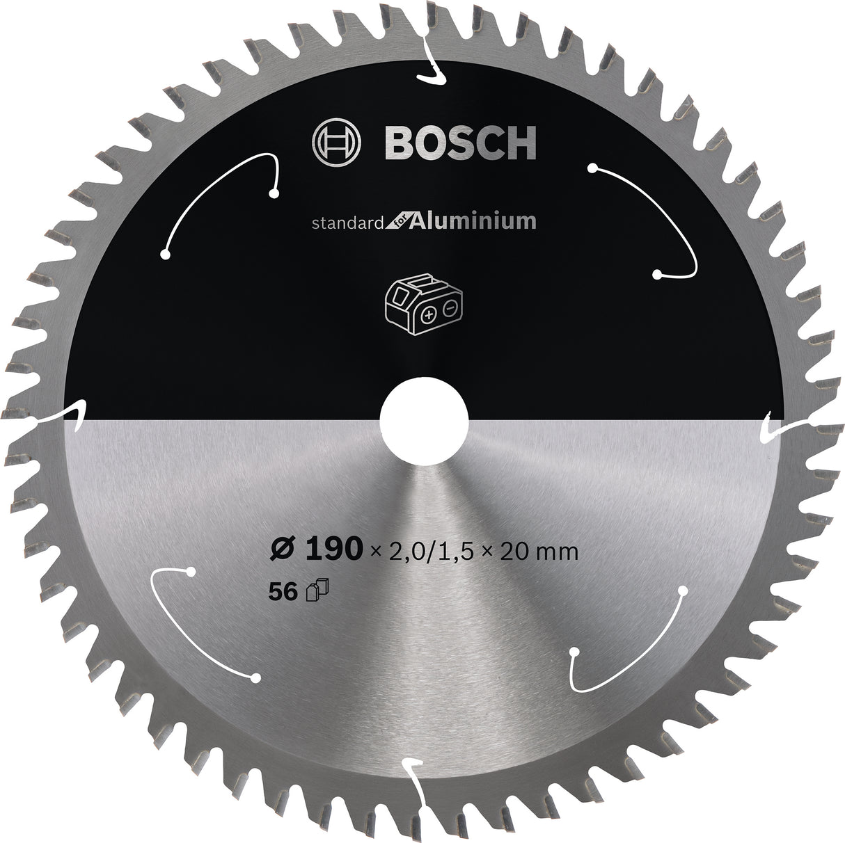 Bosch Professional Aluminium Circular Saw Blade for Cordless Saws - 190x2/1.5x20 T56 - Standard