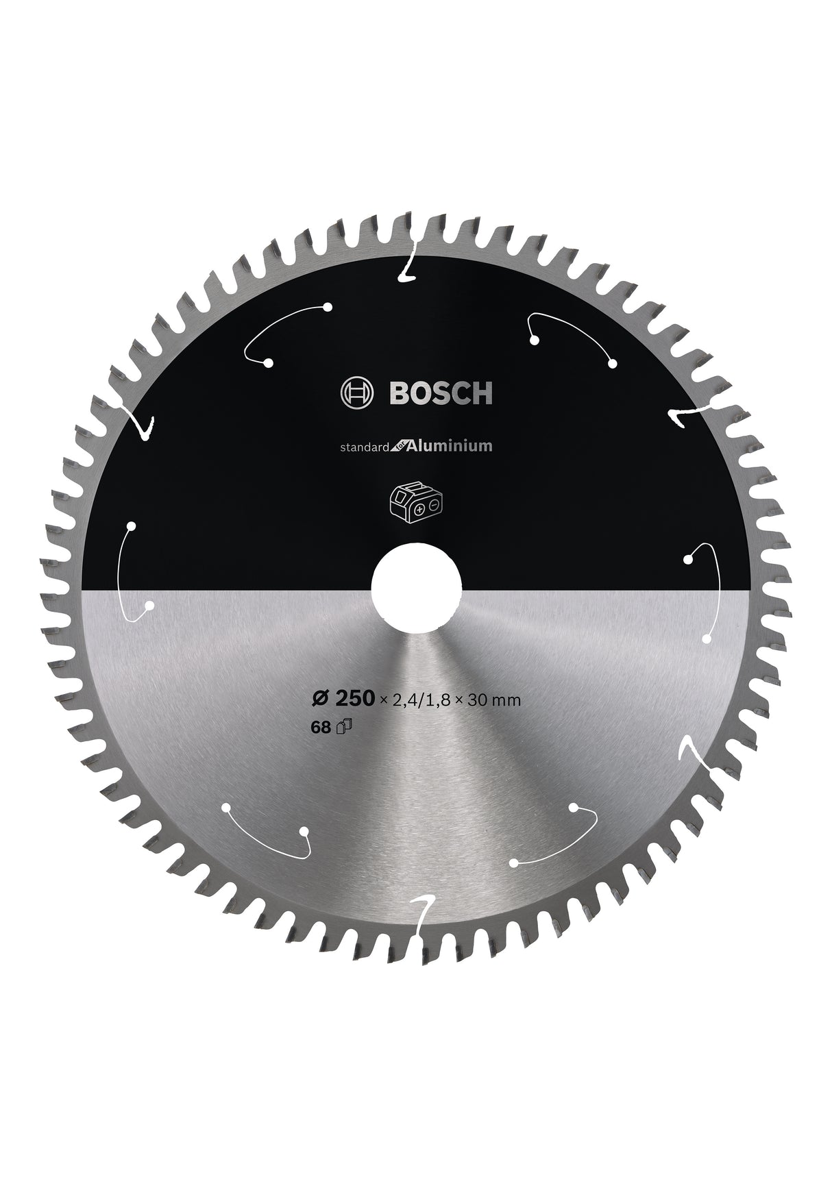 Bosch Professional Aluminium Circular Saw Blade for Cordless Saws - 250x2.4/1.8x30 T68 - Standard