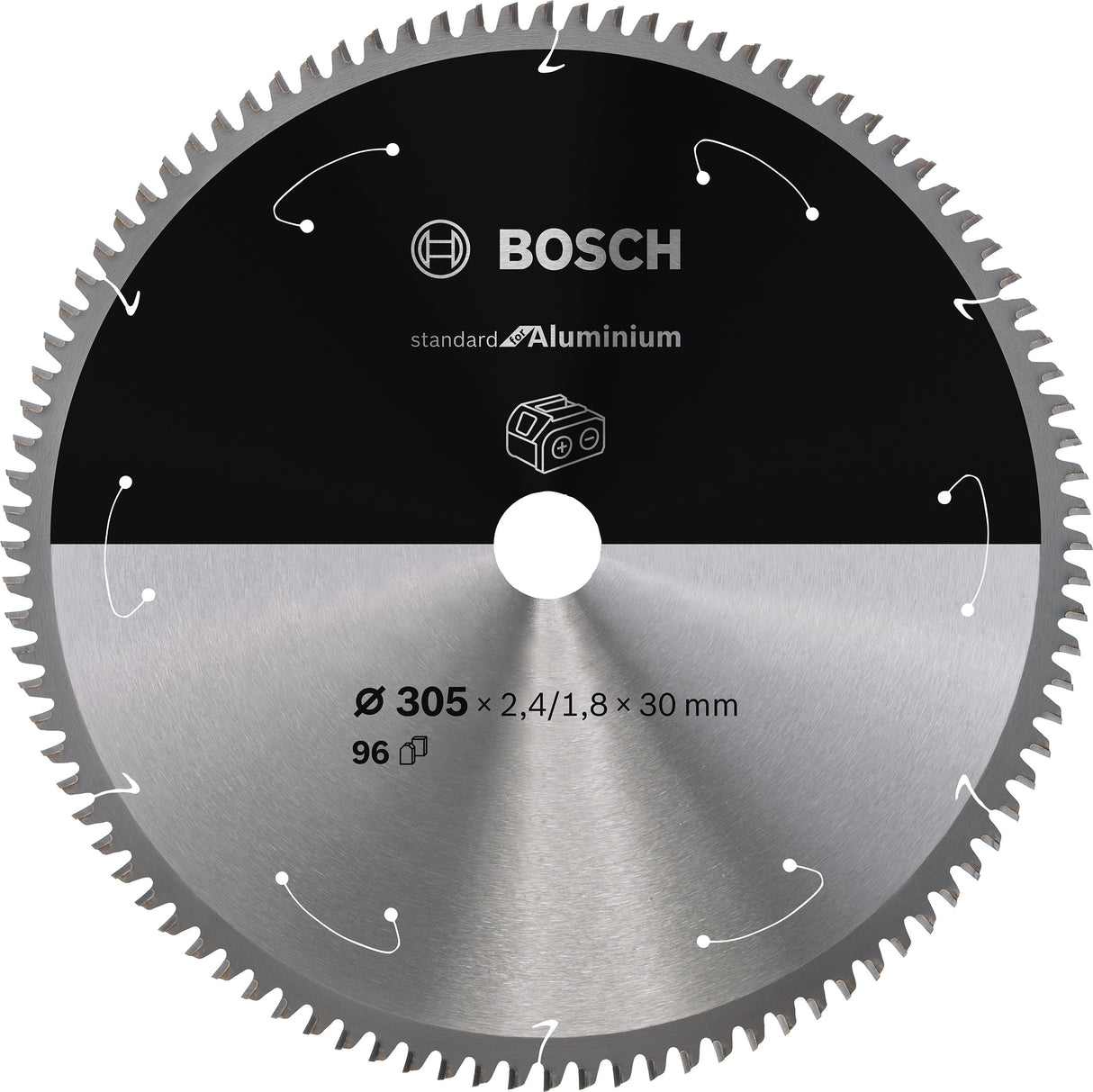 Bosch Professional Aluminium Circular Saw Blade for Cordless Saws - 305x2.4/1.8x30 T96 - Standard Grade
