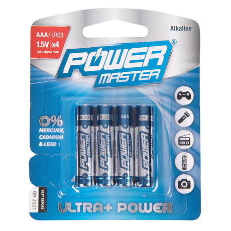 Powermaster AAA Super Alkaline Battery Lr03 4Pk