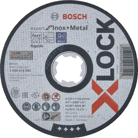 Bosch Professional X-LOCK Expert 125x1x22.23 Straight Cutting AS 60 T INOX BF for Inox+Metal