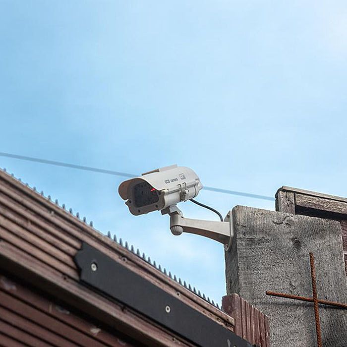 Silverline Solar-Powered Dummy Cctv Camera With Led