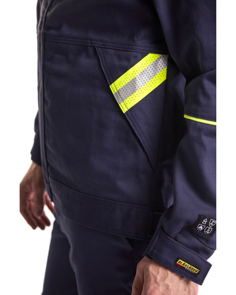 Blaklader Welding Jacket 4801 #colour_navy-blue-hi-vis-yellow