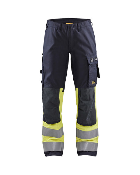 Blaklader Trousers Multinorm Inherent with Stretch Women 7187 #colour_navy-blue-hi-vis-yellow