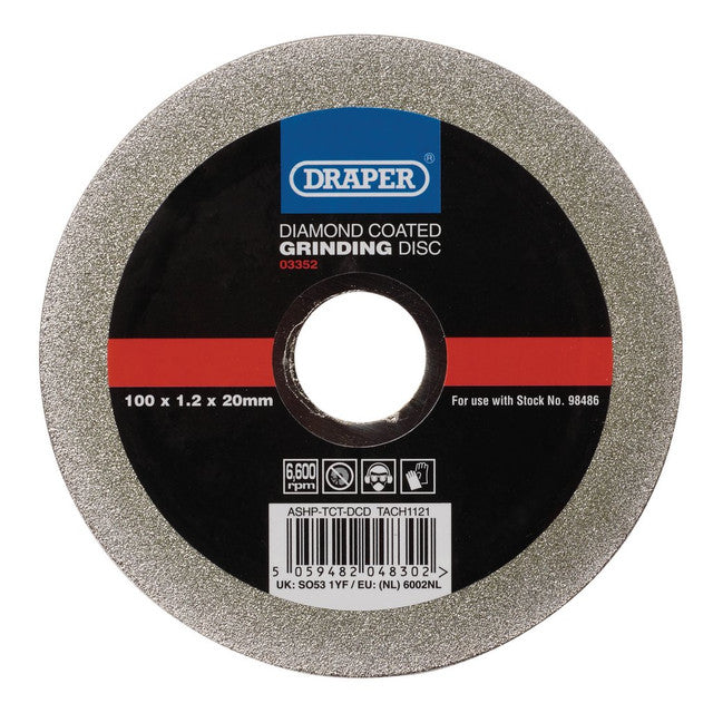 Draper Tools Diamond-Coated Grinding Disc, 100 x 1.2 x 20mm