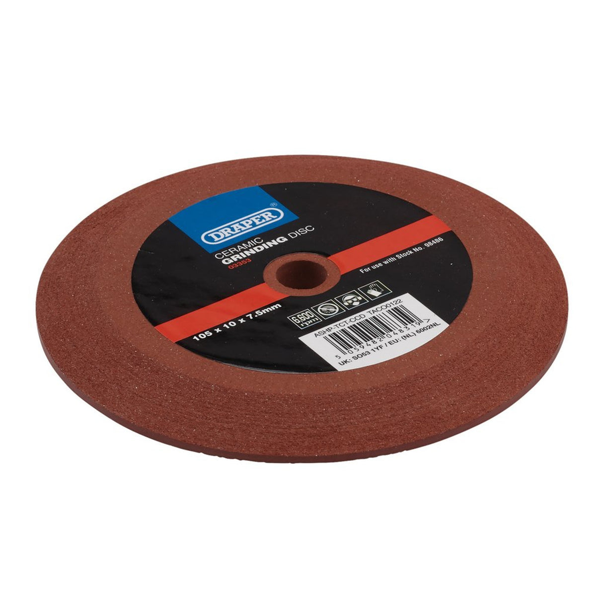 Draper Tools Ceramic Grinding Disc, 105 x 10 x 7.5mm