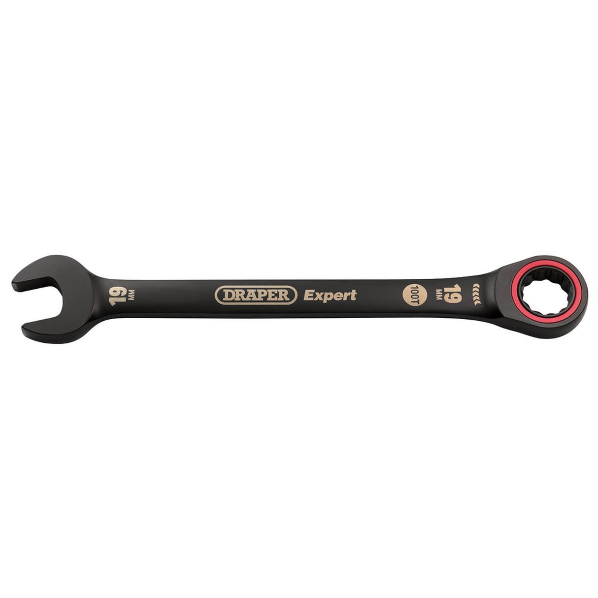 Draper Tools Expert HI-TORQ® Metric Ratchet Combination Spanner, 19mm, Black