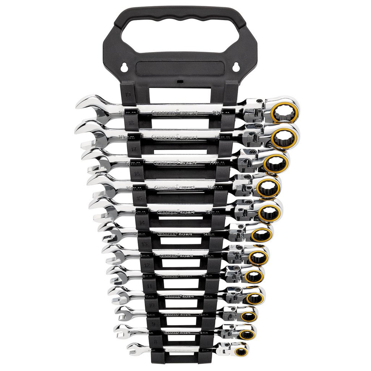 Draper Tools Expert HI-TORQ® Metric Flexible Head Ratchet Combination Spanner Set (12 Piece)