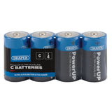 Draper Tools Powerup Ultra Alkaline C Batteries (Pack Of 4)