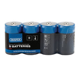Draper Tools Powerup Ultra Alkaline D Batteries (Pack Of 4)