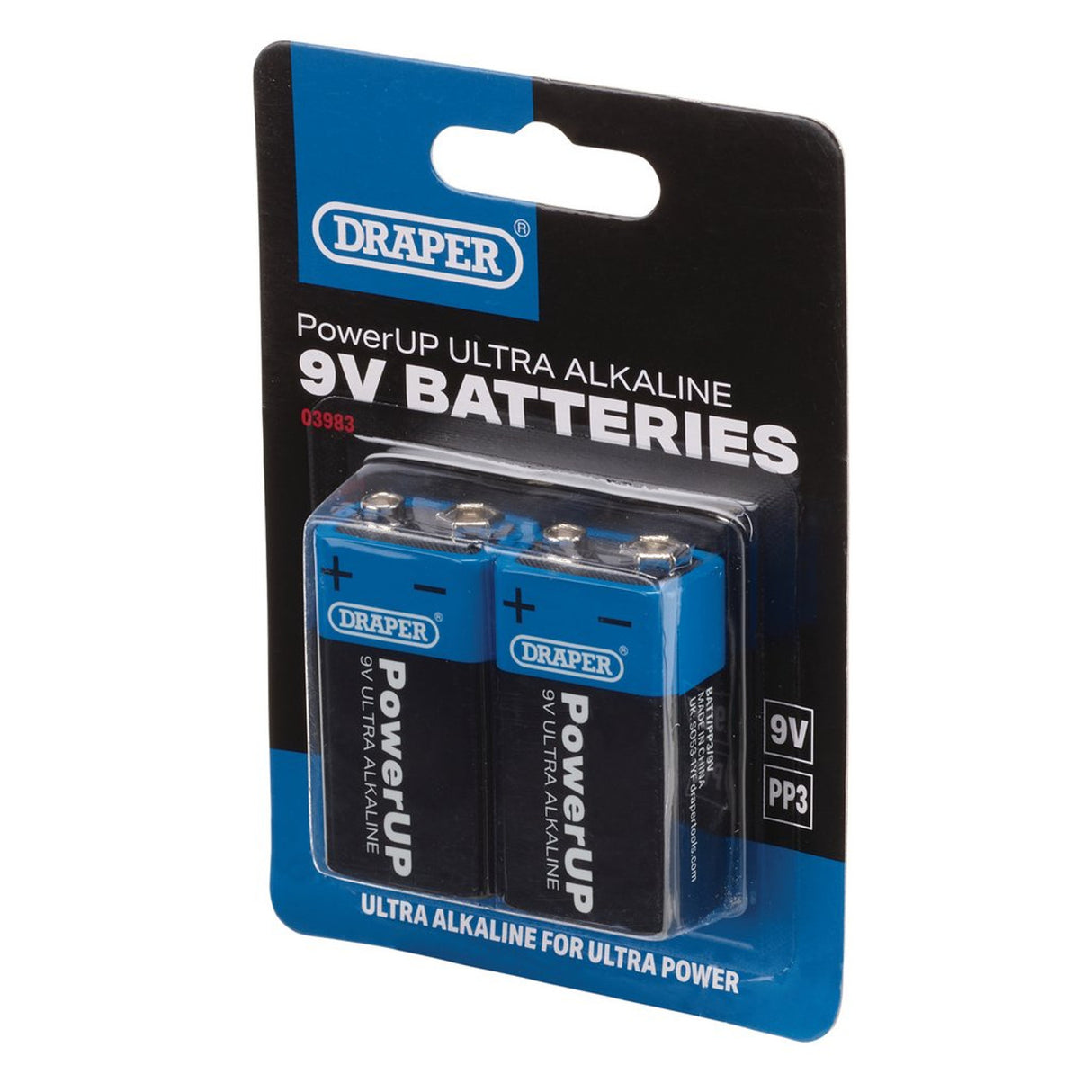 Draper Tools Powerup Ultra Alkaline 9V Batteries (Pack Of 2)