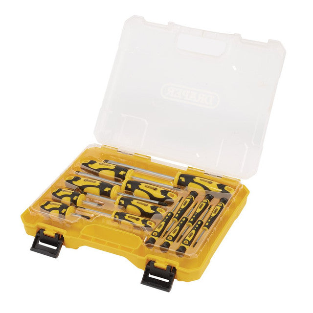 Draper Tools Screwdriver Set With Case, Yellow (14 Piece)