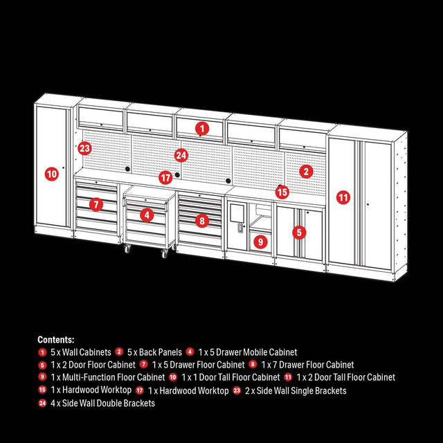 Draper Tools Bunker Modular Storage Combo With Hardwood Worktop (25 Piece)