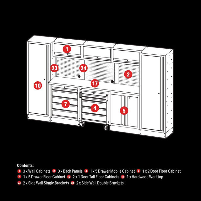 Draper Tools Bunker Modular Storage Combo With Hardwood Worktop (16 Piece)