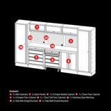 Draper Tools Bunker Modular Storage Combo With Stainless Steel Worktop (16 Piece)