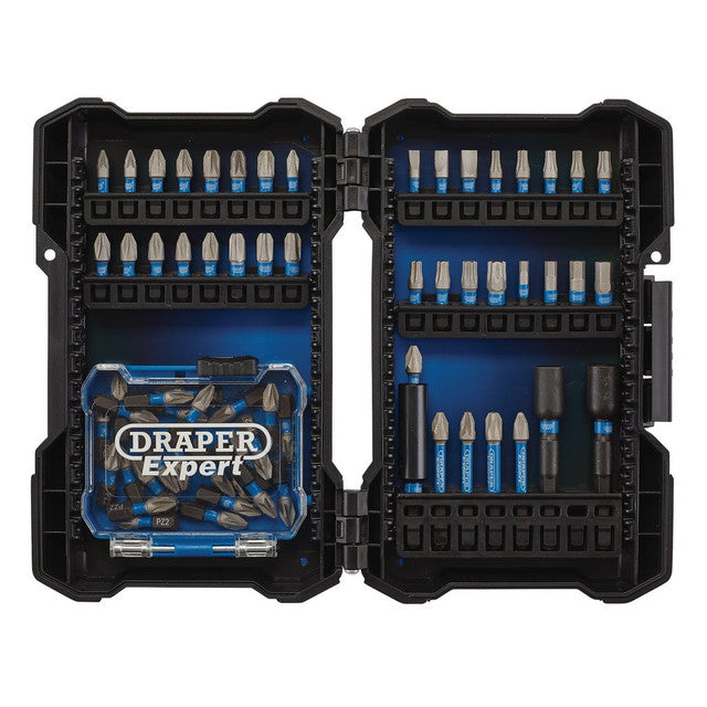 Draper Tools Expert Impact Screwdriver Bit Set, 1/4" Hex (65 Piece)