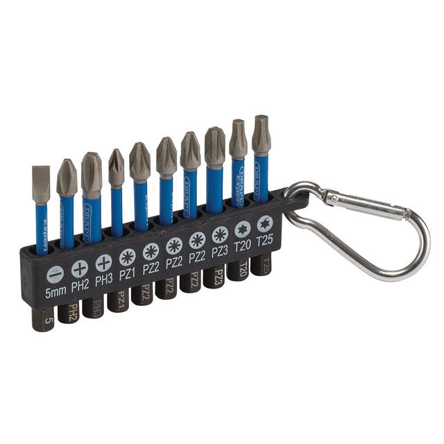 Draper Tools Expert Impact Screwdriver Bit Set, 50mm, 1/4" Hex (10 Piece)