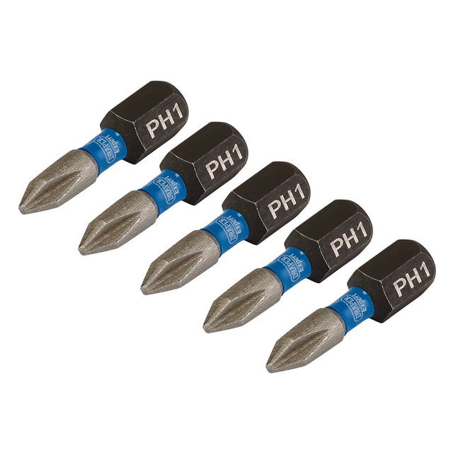 Draper Tools Draper Expert Cross Slot/Ph Type Impact Screwdriver Bits, No.1 x 25mm, 1/4" Hex (Pack Of 5)