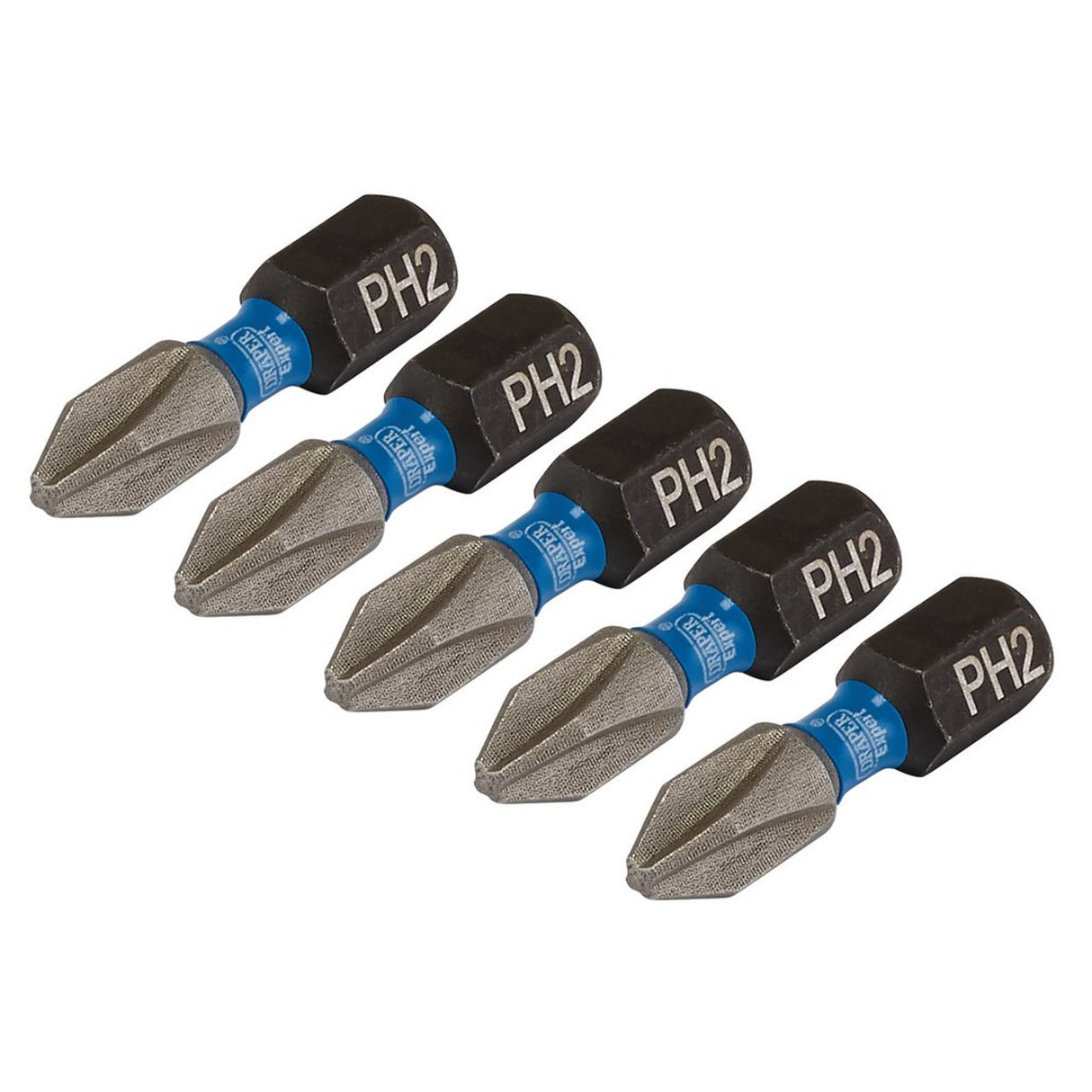 Draper Tools Draper Expert Cross Slot/Ph Type Impact Screwdriver Bits, No.2 x 25mm, 1/4" Hex (Pack Of 5)