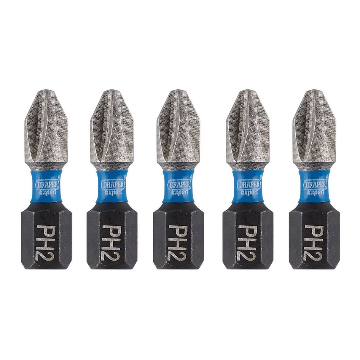 Draper Tools Draper Expert Cross Slot/Ph Type Impact Screwdriver Bits, No.2 x 25mm, 1/4" Hex (Pack Of 5)