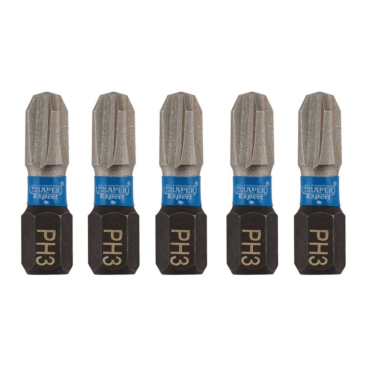 Draper Tools Draper Expert Cross Slot/Ph Type Impact Screwdriver Bits, No.3 x 25mm, 1/4" Hex (Pack Of 5)