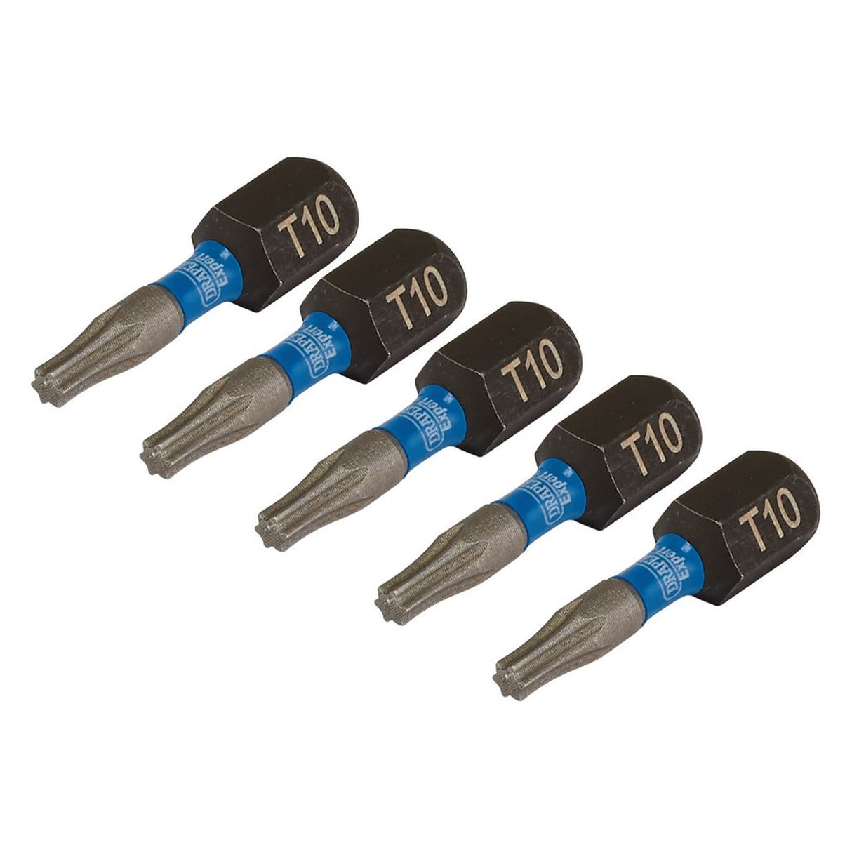 Draper Tools Expert TX-STAR® Impact Screwdriver Bits, T10 x 25mm, 1/4" Hex (Pack of 5)