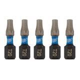 Draper Tools Expert TX-STAR® Impact Screwdriver Bits, T20 x 25mm, 1/4" Hex (Pack of 5)