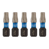 Draper Tools Expert TX-STAR® Impact Screwdriver Bits, T27 x 25mm, 1/4" Hex (Pack of 5)