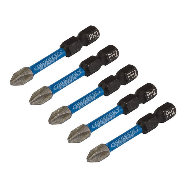 Draper Tools Draper Expert Cross Slot/Ph Type Impact Screwdriver Bits, No.2 x 50mm, 1/4" Hex (Pack Of 5)