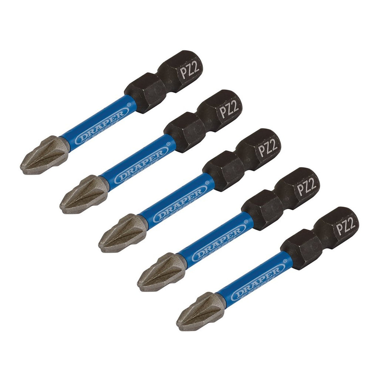 Draper Tools Expert PZ-Type Impact Screwdriver Bits, No.2 x 50mm, 1/4" Hex (Pack Of 5)