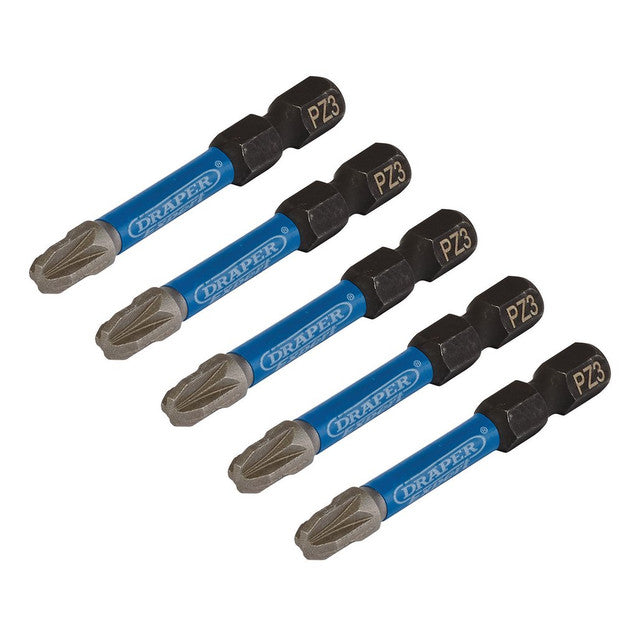 Draper Tools Expert Pz-Type Impact Screwdriver Bits, No.3 x 50mm, 1/4" Hex (Pack Of 5)