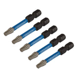 Draper Tools Expert TX-STAR® Impact Screwdriver Bits, T25 x 50mm, 1/4" Hex (Pack of 5)