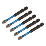 Draper Tools Expert Pz-Type Impact Screwdriver Bits, No.2 x 75mm, 1/4" Hex (Pack Of 5)