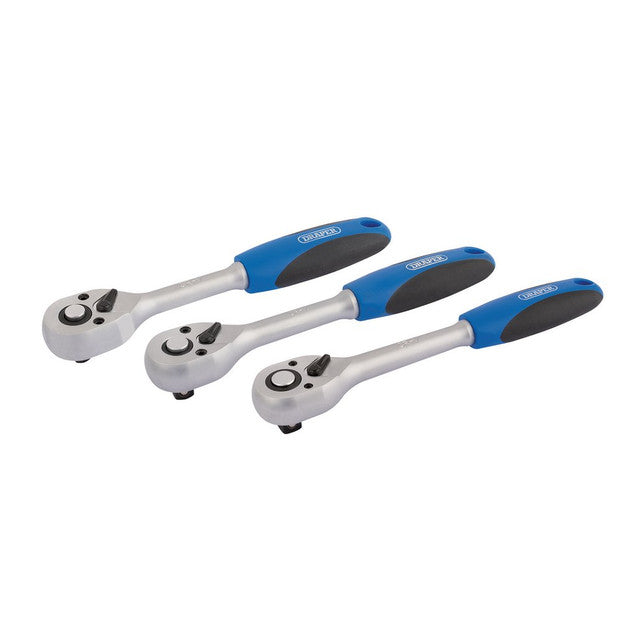 Draper Tools 72-Tooth Reversible Soft Grip Ratchet Set (3 Piece)