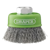 Draper Tools Stainless-Steel Crimped Wire Cup Brush, 65mm, M14