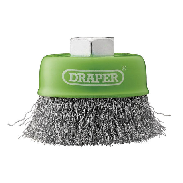 Draper Tools Stainless-Steel Crimped Wire Cup Brush, 75mm, M14