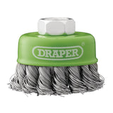 Draper Tools Stainless-Steel Twist-Knot Wire Cup Brush, 65mm, M14