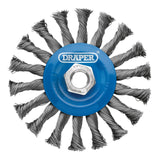 Draper Tools Steel Twist-Knot Flat Wire Wheel Brush, 115mm, M14