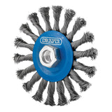 Draper Tools Steel Twist-Knot Flat Wire Wheel Brush, 115mm, M14