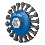 Draper Tools Steel Bevelled Twist-Knot Wire Wheel Brush, 100mm, M14