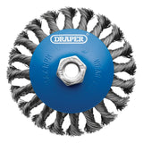 Draper Tools Steel Bevelled Twist-Knot Wire Wheel Brush, 115mm, M14