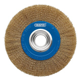 Draper Tools Brass Steel Bench Grinder Wire Wheel Brush, 200 x 31.75mm