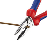 Draper Tools KNIPEX 08 22 185 SB Needle-Nose Combination Pliers With Multi-Component Grips Black Atramentized, 185mm