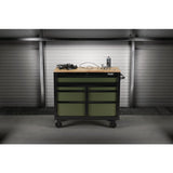 Draper Tools Bunker Workbench Roller Tool Cabinet, 7 Drawer, 41", Green