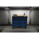 Draper Tools Bunker Workbench Roller Tool Cabinet, 7 Drawer, 41", Blue