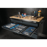 Draper Tools Bunker Workbench Roller Tool Cabinet, 10 Drawer, 56", Grey