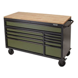 Draper Tools Bunker Workbench Roller Tool Cabinet, 10 Drawer, 56", Green