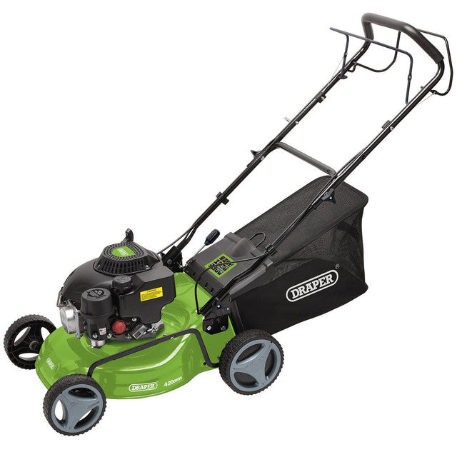 Draper Tools Steel Deck Petrol Lawn Mower, 420mm, 132Cc/3.3Hp