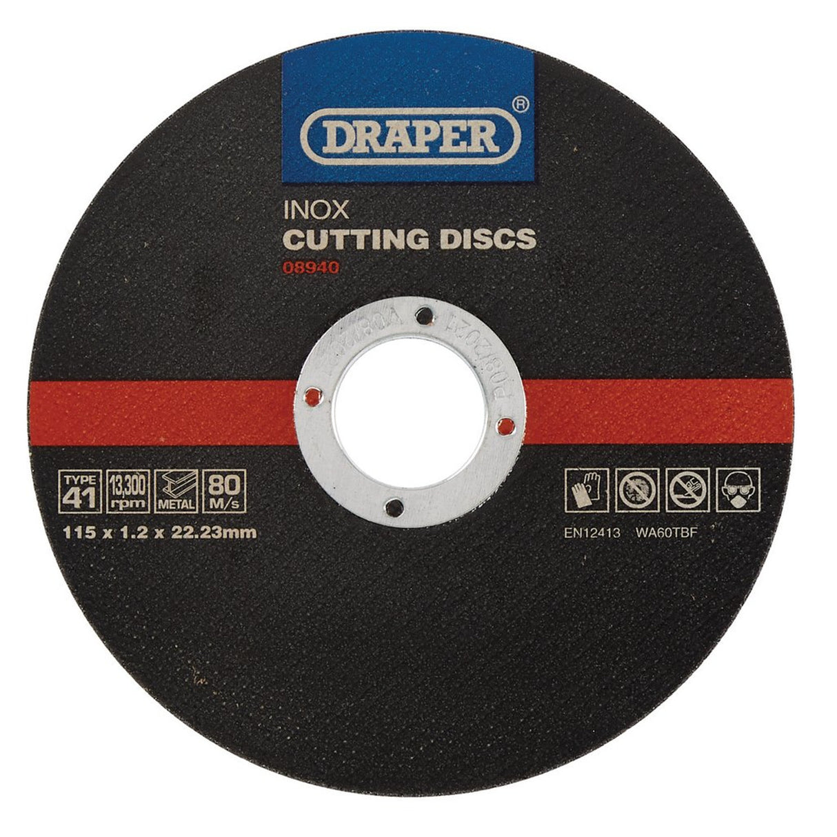 Draper Tools Inox Flat Metal Cutting Discs, 115 x 22.2 x 1.2mm (Pack Of 10)